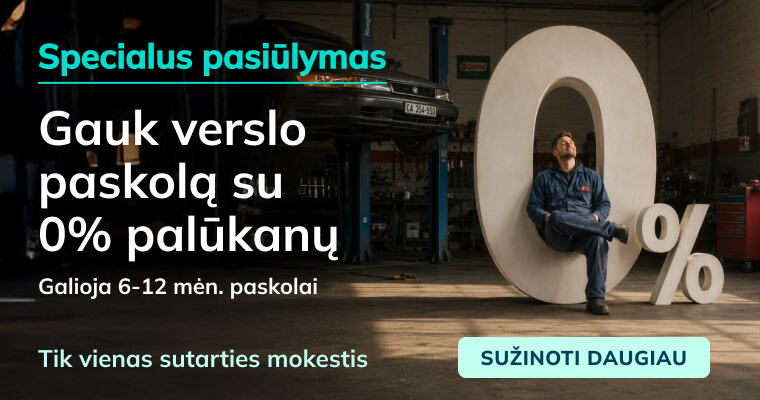 Verslo paskola su 0% palūkanomis